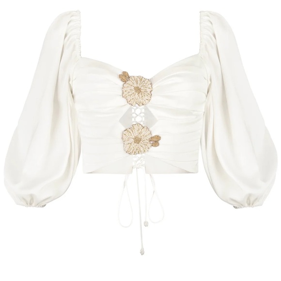 Rosewater House White Avin Midi Skirt and Rosa Silk Top Set, Size S - Picture 7 of 13